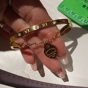 18K Yellow Gold Over Stainless Steel Designer Inspired RETURN TO bangle Bracelet
